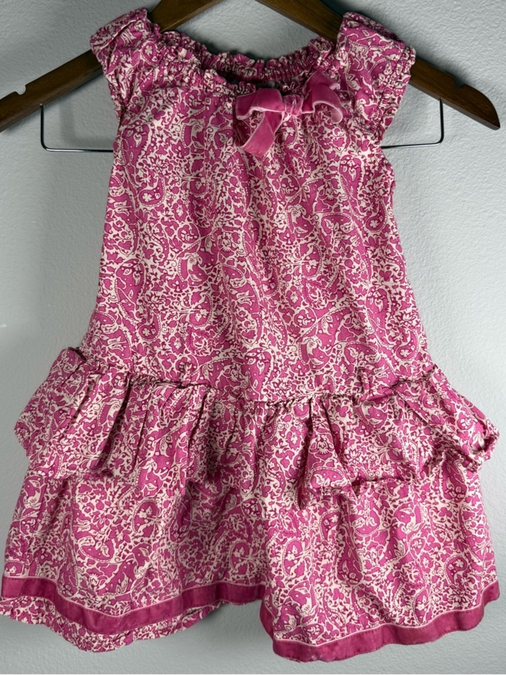 Girls' Pink Floral Ruffle Dress
